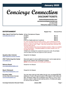 January 2025 Concierge Connection Discount List